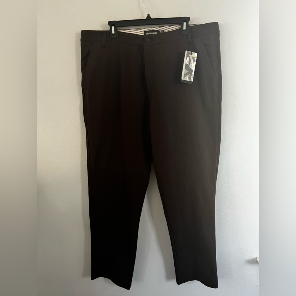 Betabrand Mens Brown Tapered‎ Dress Sweatpants Trousers 38x30 NEW Stretch